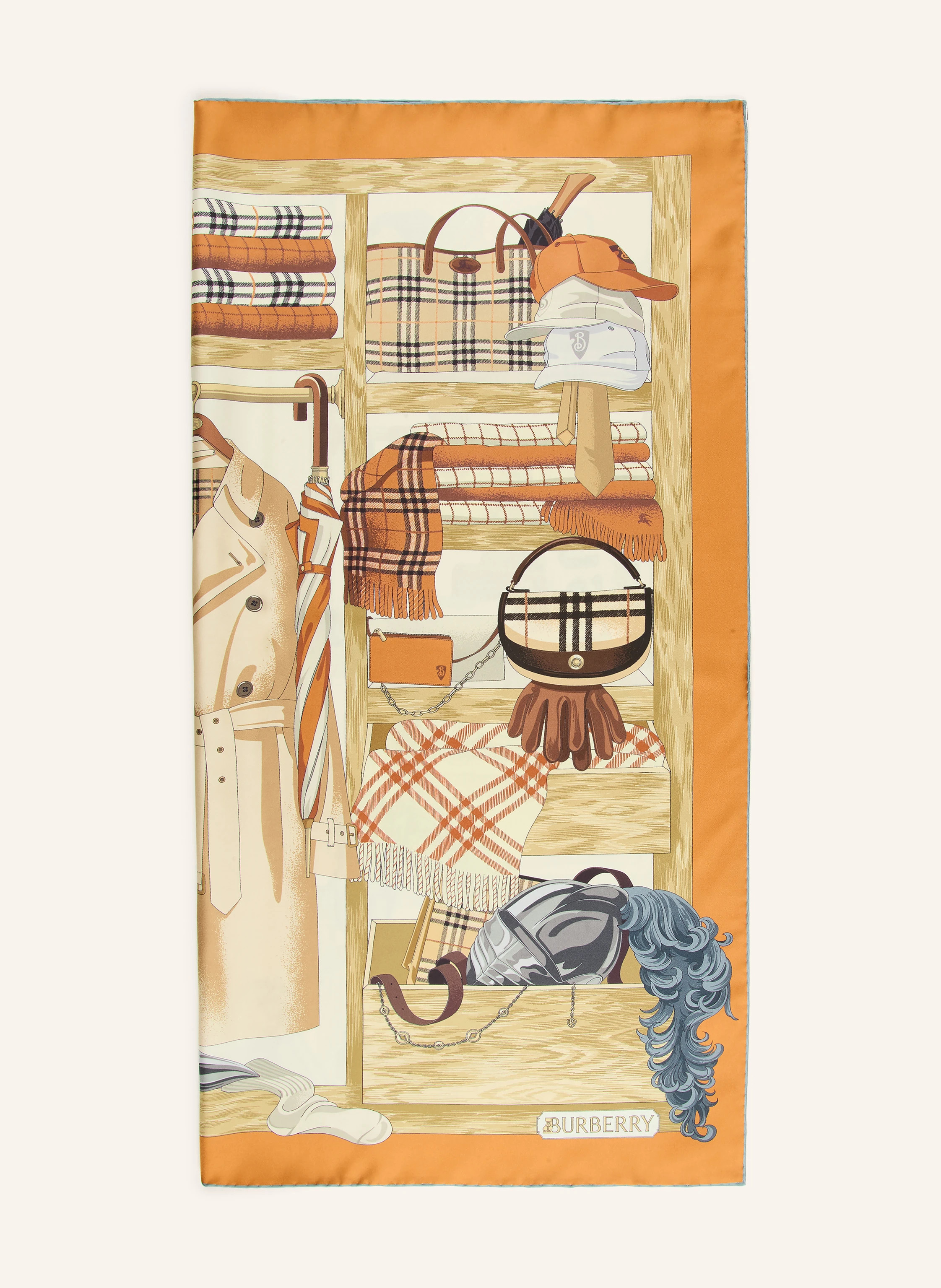 BURBERRY Seidentuch in orange / hellbraun / blaugrau | Breuninger (DACH)