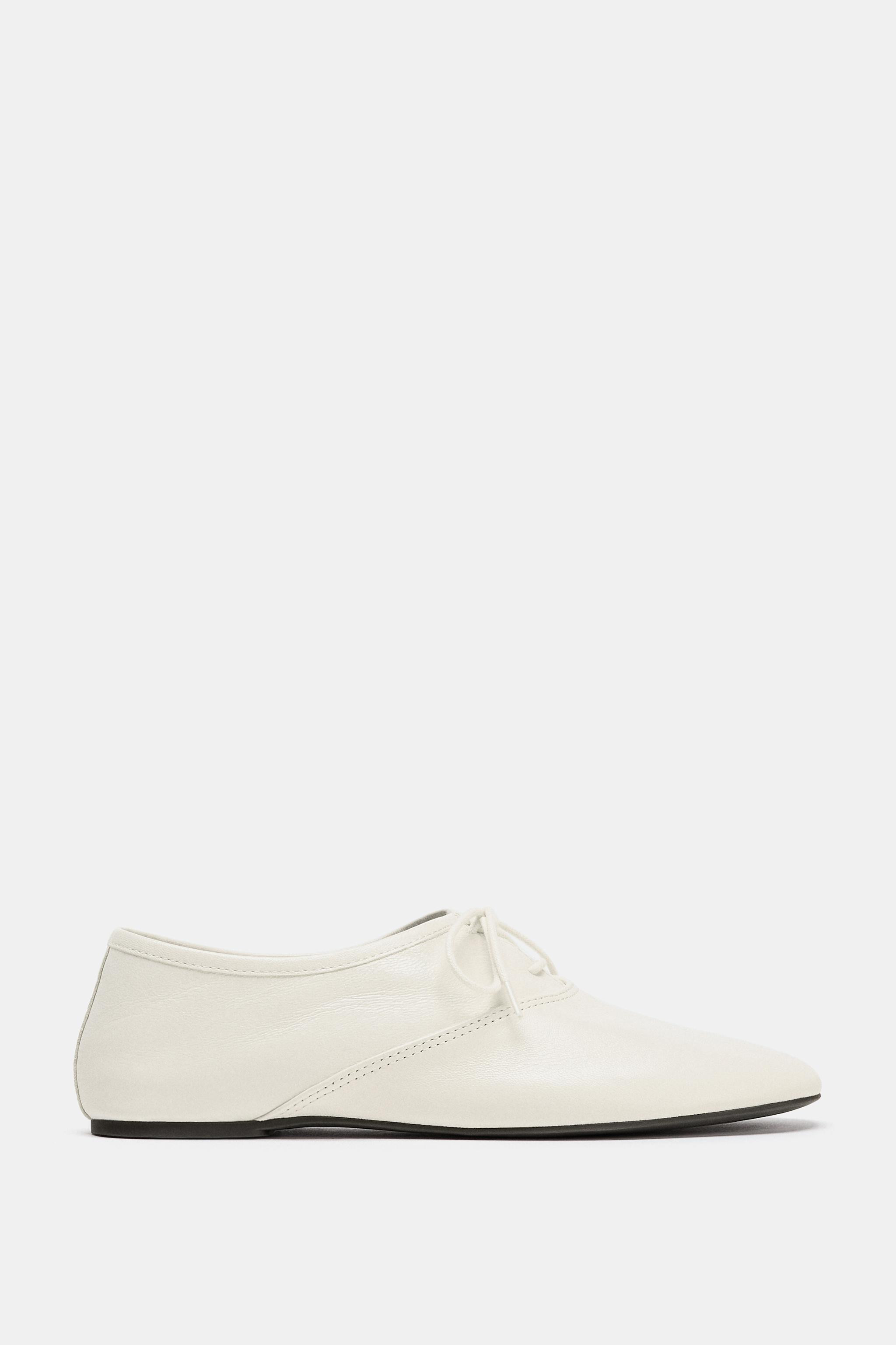 FLAT LACE-UP LEATHER SHOES | Zara UK