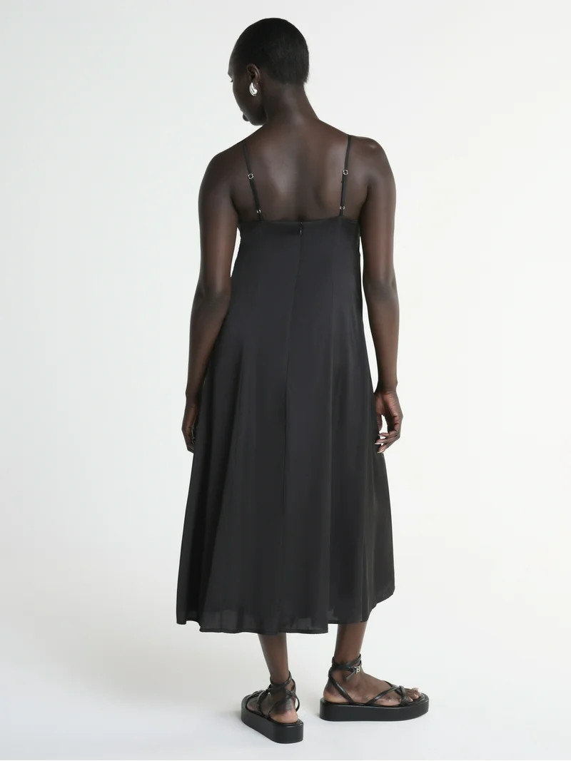 Scoop Women’s Satin Ruched Maxi Slip Dress, Sizes XS-XXL | Walmart (US)