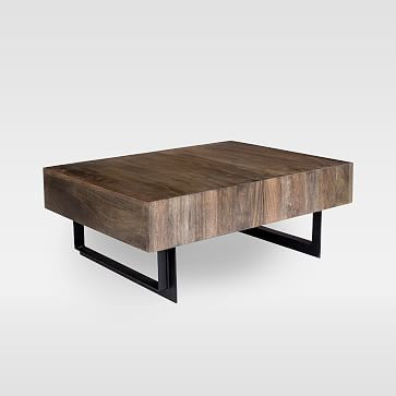 Modern Solid Wood & Iron Storage Coffee Table  | West Elm (US)