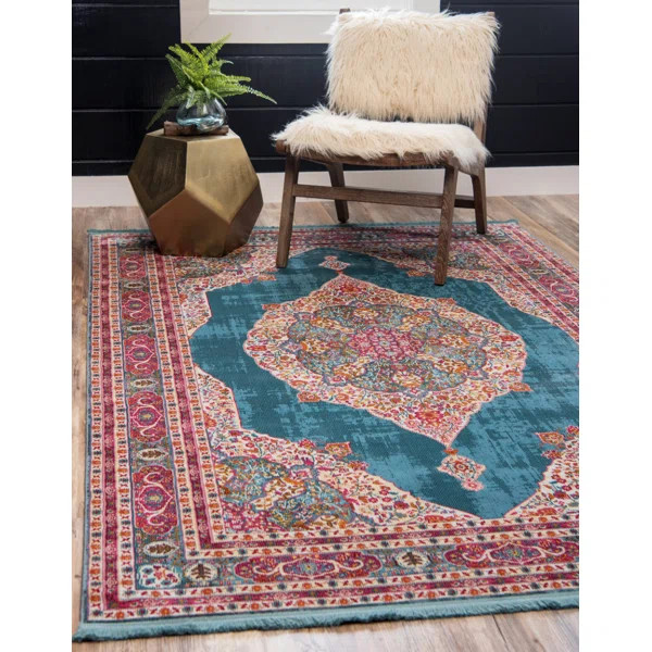 Lonerock Oriental Turquoise Area Rug | Wayfair North America