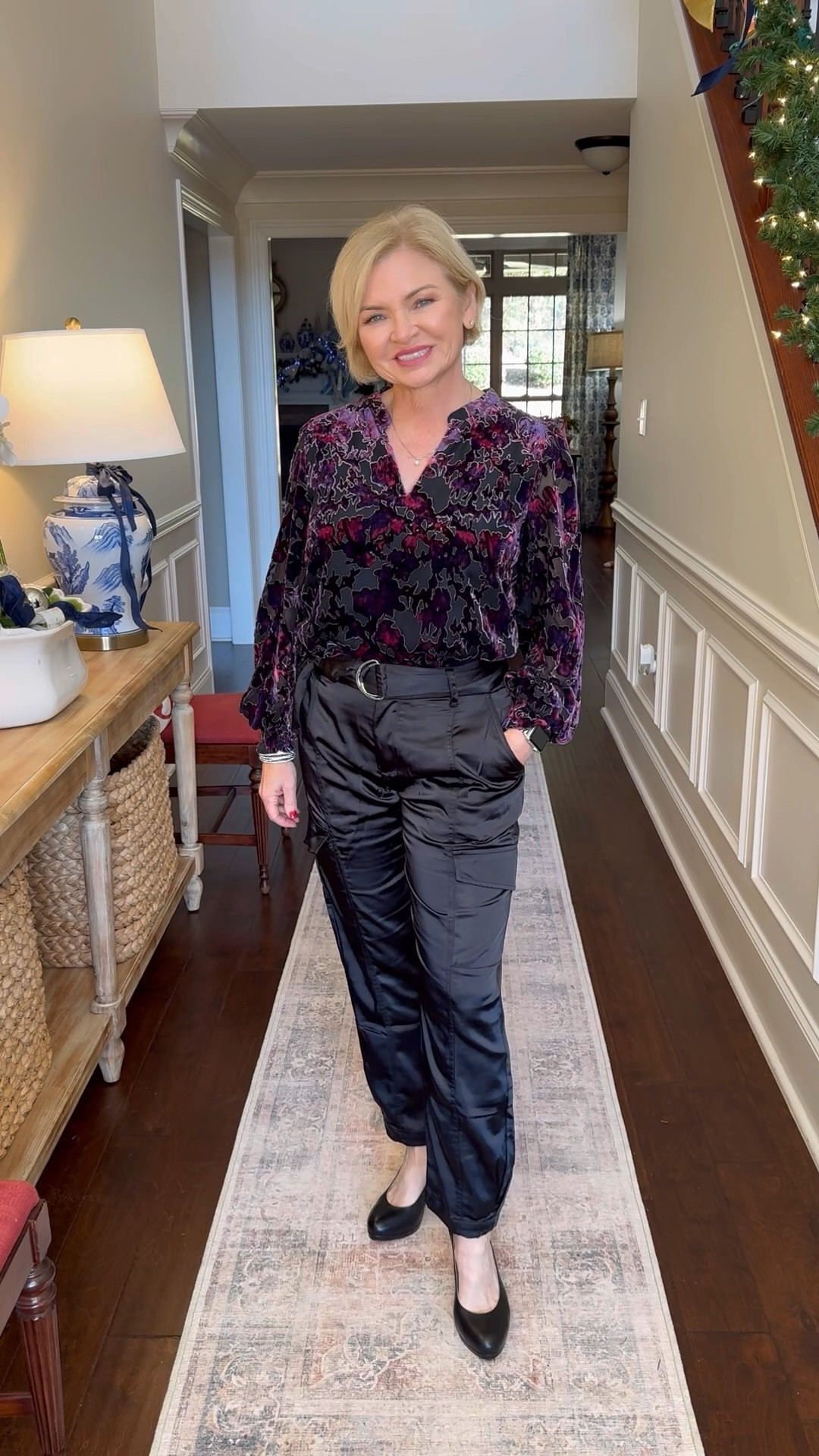 This gorgeous blouse from Evereve can be dressed up for a holiday party, date night or girls night with satin cargo pants and heels, or more casually with these wide leg corduroy pants by KUT from the Kloth! I'm wearing small blouse and 4/27 pants.

Fashion over 50
Holiday outfits
Holiday party outfit
Christmas party
Cargo pants
Corduroy
Petite fashion

#fashionover50
#midlifefashion
#evereve
#trendsend
#holidayoutfits
#christmaspartyoutfit

#LTKOver40 #LTKHoliday #LTKWatchNow