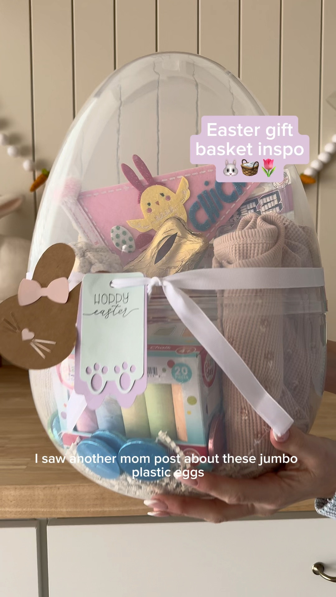 Saw another mom post about this jumbo plastic egg and I immediately was sold! This is such a fun twist on a traditional Easter basket 🐰🧺

You can make such an affordable Easter basket for your kids, the egg is only seven dollars and most of the filler is a couple dollars each!

| spring decor, Easter decor, spring basket, Easter basket, Easter gift for kids, bunny, Easter 2024 |

#kideasterbasket  #easterbasket #eastergiftbasket #kidseasterbasket #easter2024 #easterdecor #easter #eastereggs #easterbunnies #easterbunny #easterbasket #organizing #hack #decorhacks 


#LTKSeasonal #LTKfamily #LTKkids