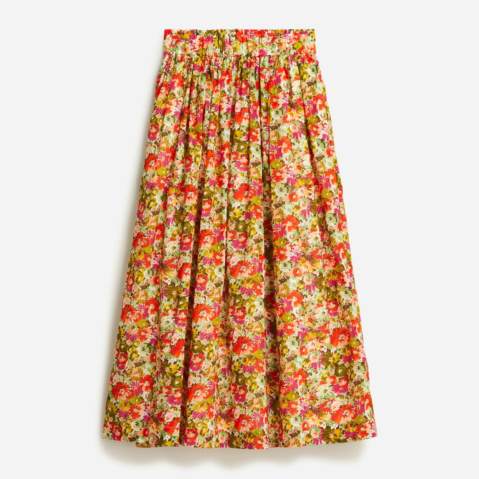 Pull-on cotton voile midi skirt in painterly floral | J. Crew US