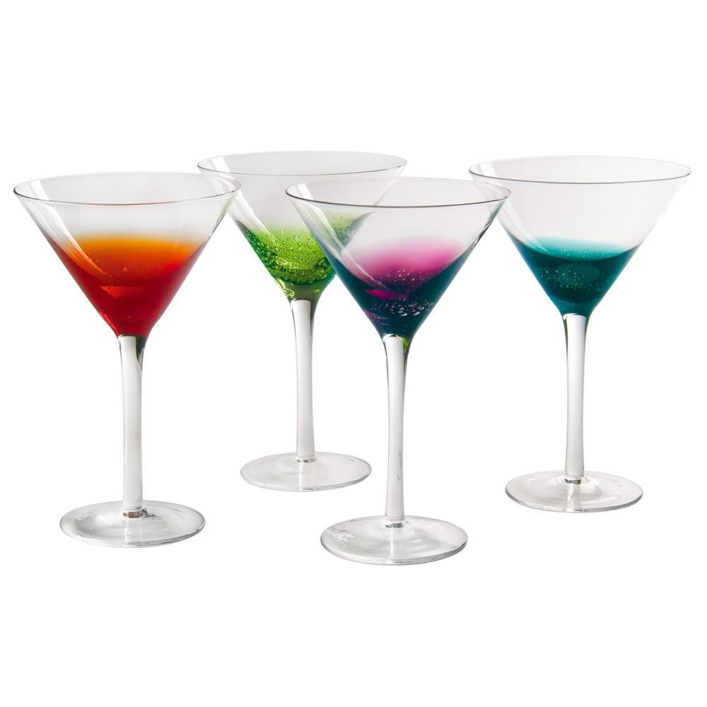 Artland 11 oz. Martini Coctail Glasses (Set of 4), Red/Teal/Amber/Purple | The Home Depot