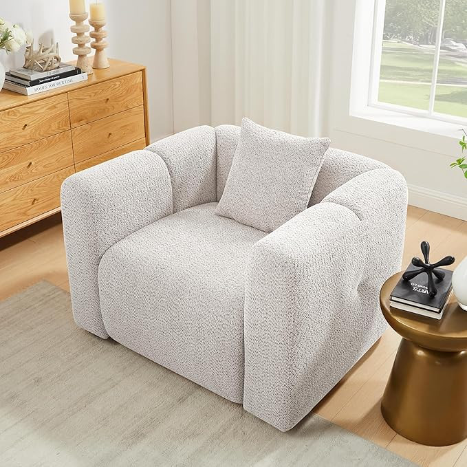 VANOMi 42" Width Accent Chair for Living Room, Modern Lounge Chair with Pillow, Comfy Upholstered... | Amazon (US)