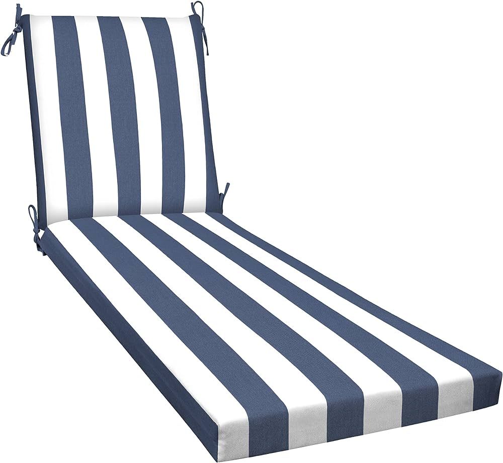 Honeycomb Outdoor Cabana Stripe Blue & White Chaise Lounge Cushion: Recycled Fiberfill, Weather R... | Amazon (US)