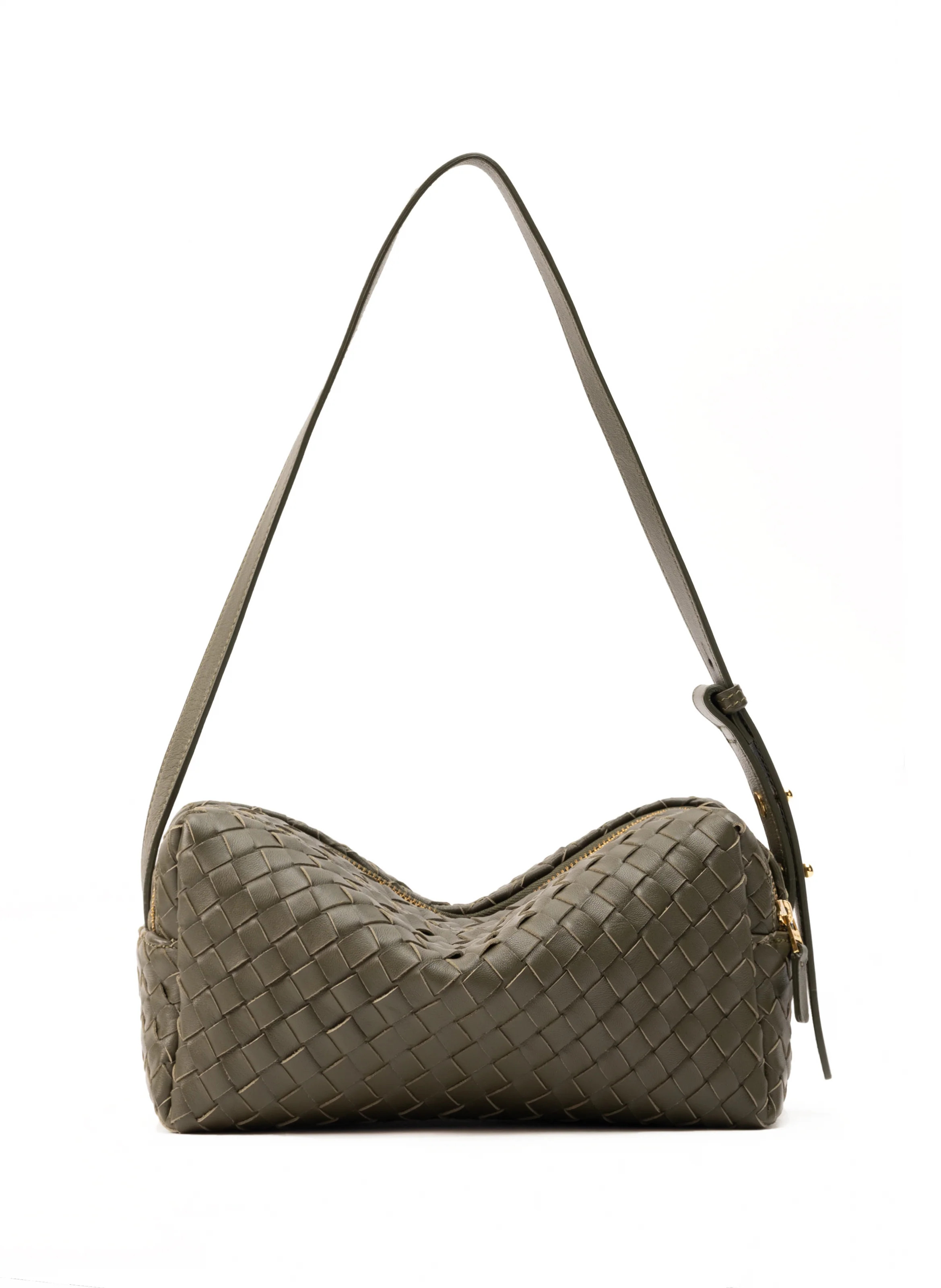 Trousse Woven Leather Olive Green - Woven Handbags for Women - Elleme | Elleme