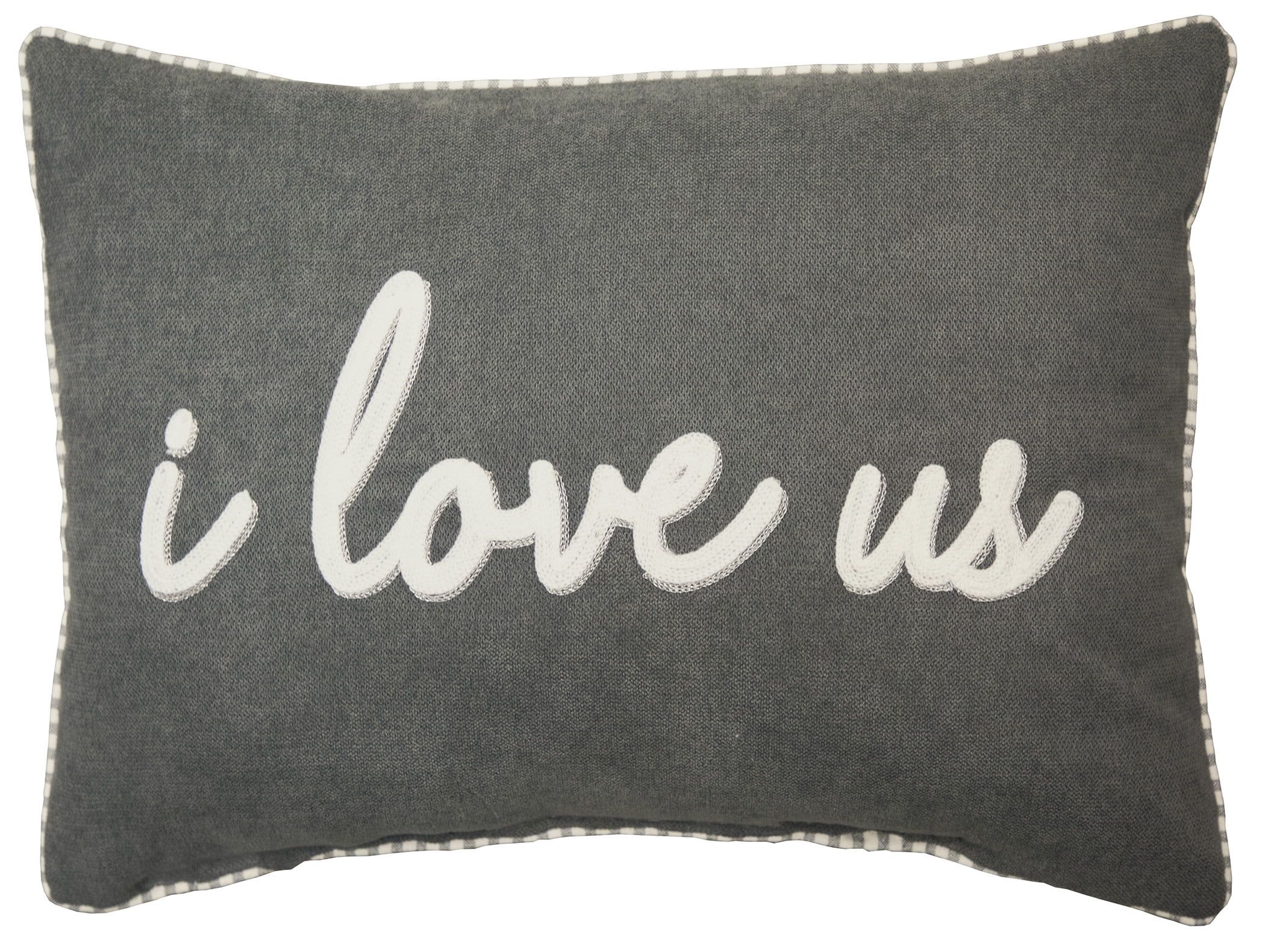 Mainstays Decorative Throw Pillow, I Love Us Sentiment Chenille, Oblong, Grey, 14" x 20", 1Pack -... | Walmart (US)