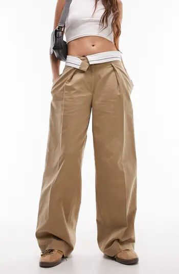 Pleated Foldover Waist Wide Leg Trousers | Nordstrom