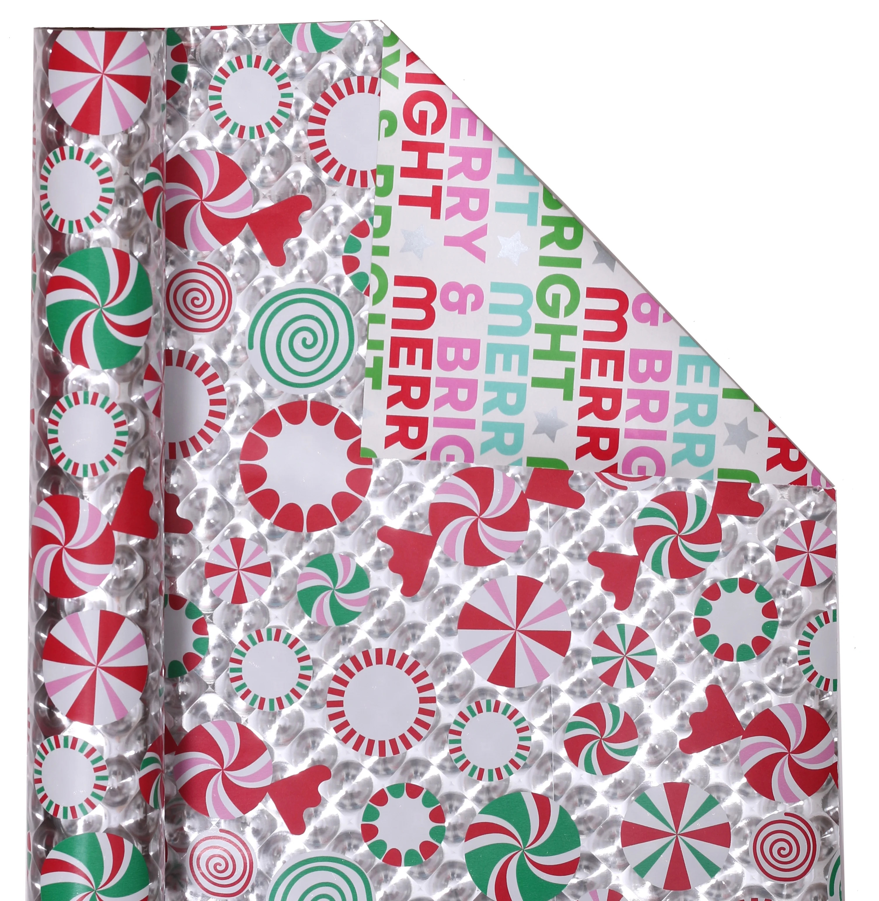 Holographic Christmas Candy Assorted Color Premium Reversible Christmas Gift Wrap (50 sq ft), by ... | Walmart (US)