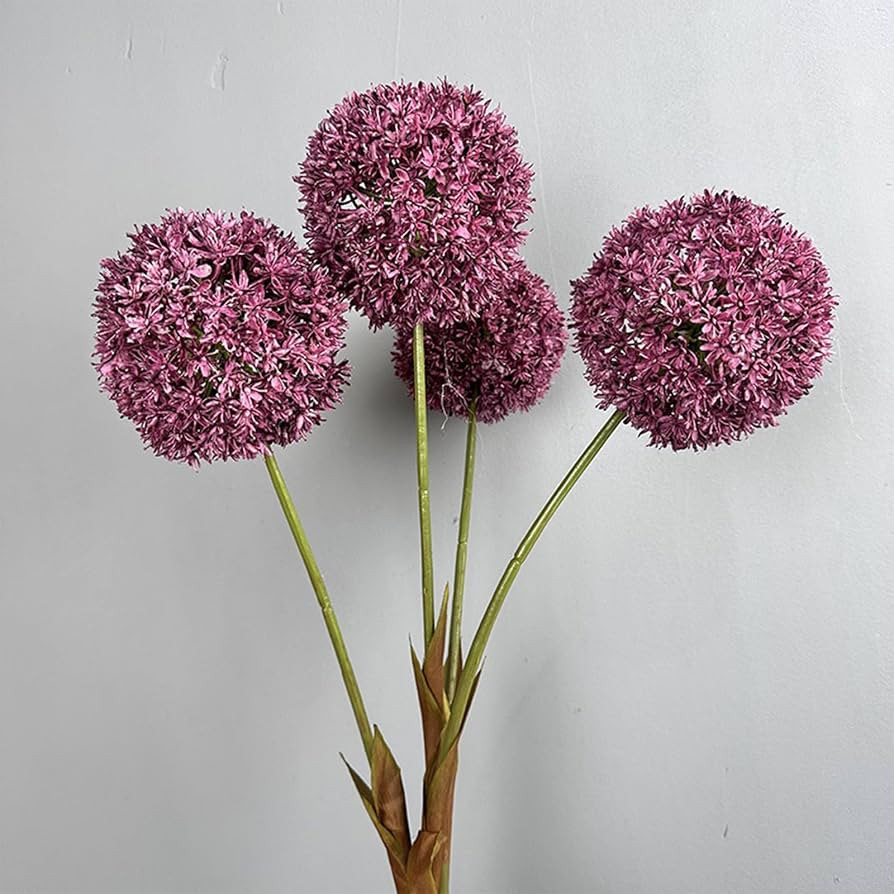 2Pcs 27.5" Large Artificial Allium Bulbs Snowball Faux Onion Ball Flower | Amazon (US)