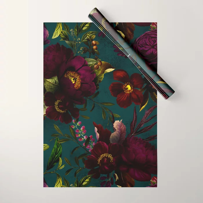 Before Midnight Vintage Flowers Garden Wrapping Paper | Society6