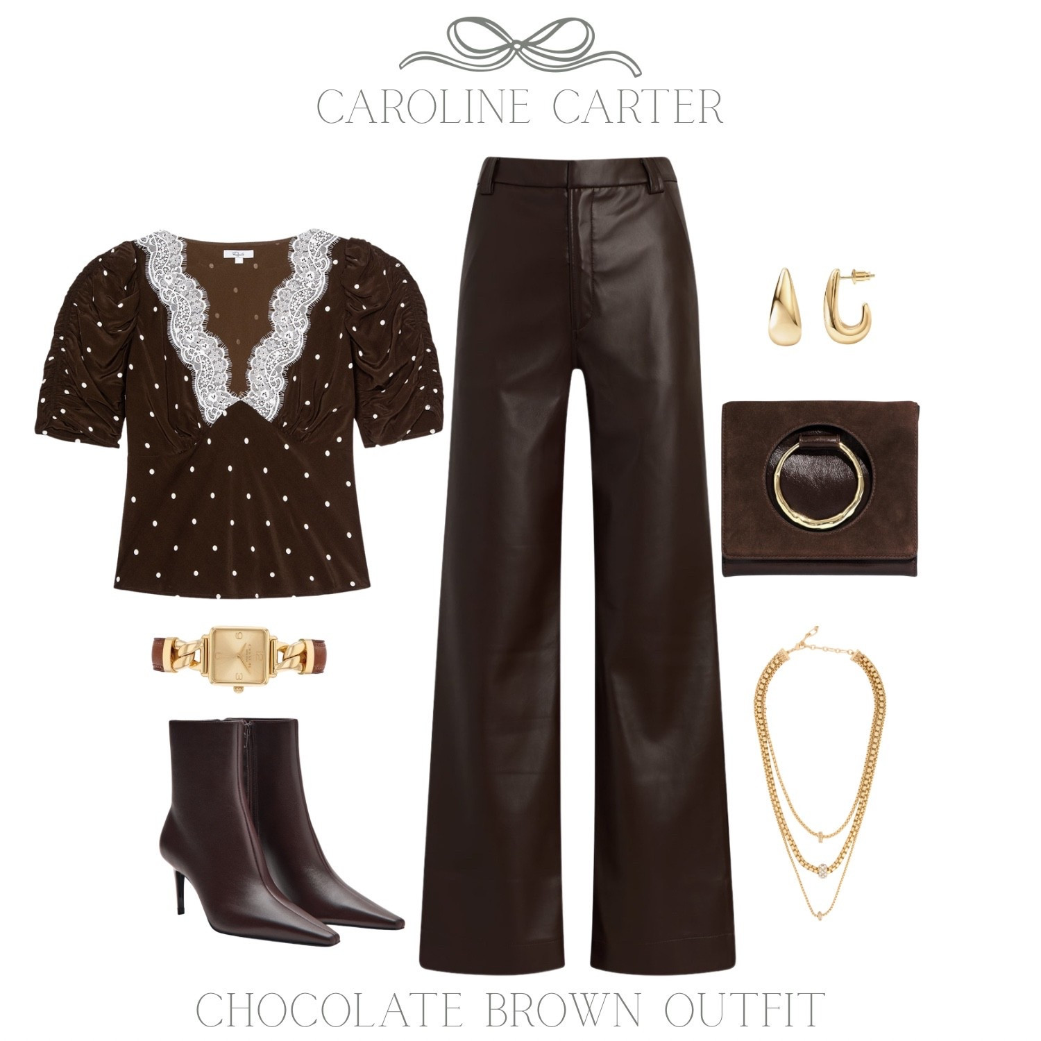 Chocolate brown perfection 🤎 Lace + leather for the ultimate elevated neutral look.

chocolate brown outfit, leather pants outfit, brown leather trousers, lace blouse, feminine workwear, fall outfit inspo, neutral outfit, brown ankle boots, gold jewelry outfit, classic style, elevated basics, grandmillennial style, date night outfit, business casual outfit, winter neutrals, chocolate brown outfit

#LTKootd #LTKWorkwear