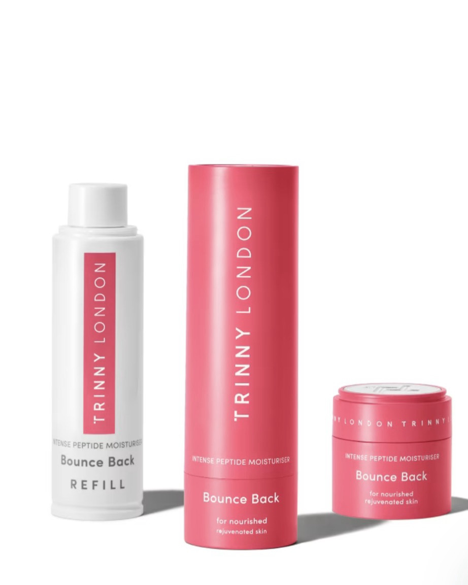 Bounce back by Trinny London. 
A deeply nourishing moisturiser visibly smooths wrinkles and boosts vibrancy
SKIN GOAL
Nourished, rejuvenated skin
SKIN TYPE
Normal to dry
TARGETS
Wrinkles + loss of firmness
PROVEN RESULTS
Immediate 94% hydration boost*
