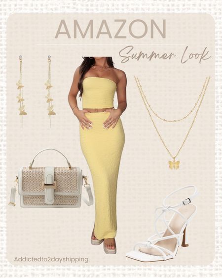 AMAZON- Summer Look

Two piece set, matching set, tube top and skirt set, dressy look, date night look, date night outfit, summer outfit, summer date night look, yellow matching set, butterfly dangle earrings, butterfly necklace, gold jewelry, straw and white handbag, summer handbag, white heels, strappy heels



#LTKstyletip #LTKfindsunder100 #LTKfindsunder50