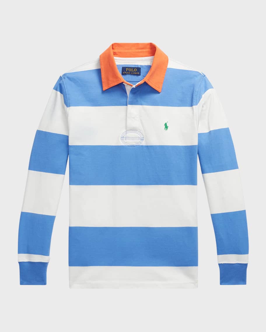 Ralph Lauren Childrenswear Boy's Jersey Knit Long-Sleeve Rugby Shirt, Size S-XL | Neiman Marcus