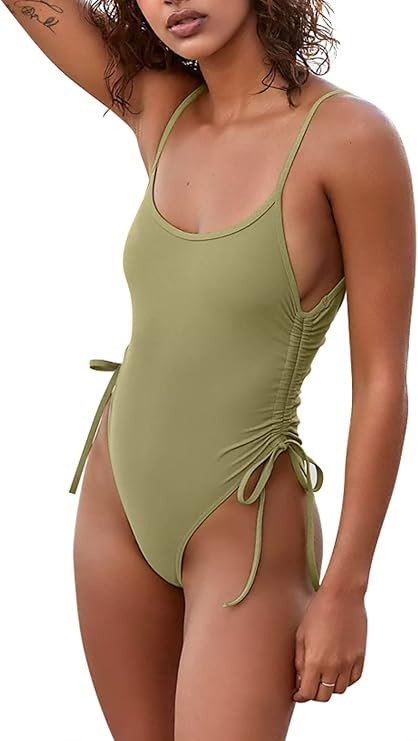 KRLAGAPAS Women's Sexy One Piece Bathing Suit Tummy Control Swimsuit | Amazon (US)