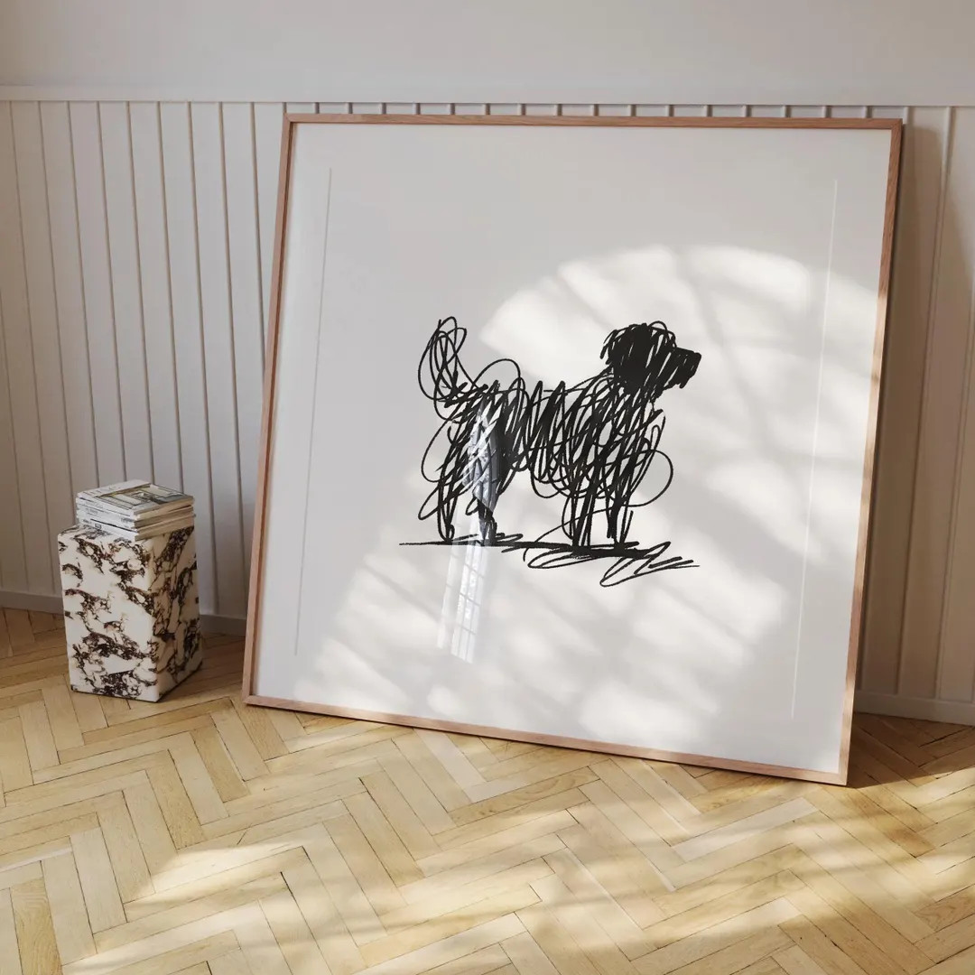 Pet Portrait Scribble Dog, Playful Minimalist Line Art, Dog Lover Digital Download, Modern Pet De... | Etsy (US)