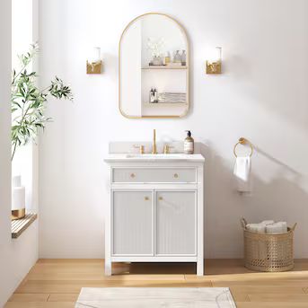 allen + roth Sandbanks 30-in White Undermount Single Sink Bathroom Vanity with White Engineered S... | Lowe's