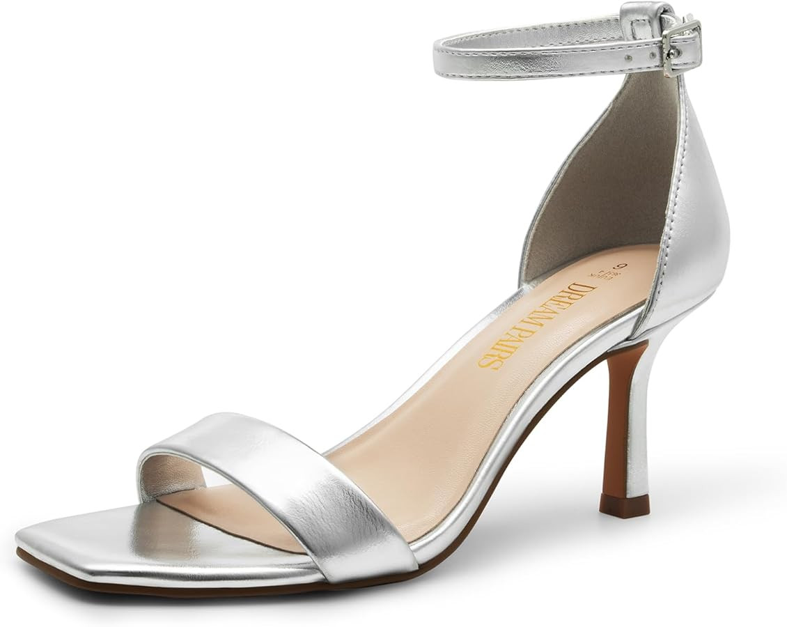 DREAM PAIRS Women's High Stilettos Open Square Toe Ankle Strap Heels Sexy Fashion Comfort Dress S... | Amazon (US)