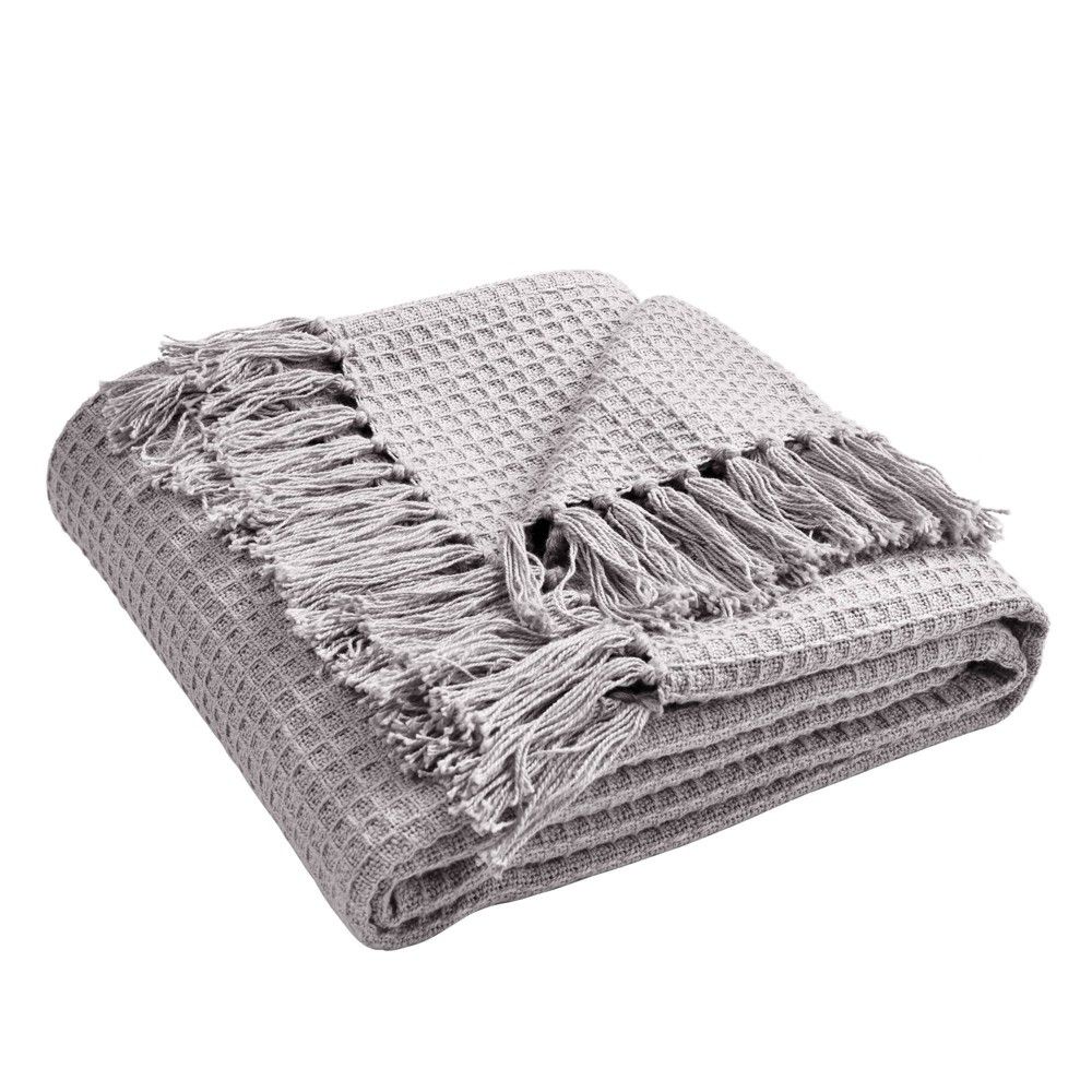 50""x60"" Waffle Cotton Knit Throw Blanket Light Gray - Lush Décor | Target