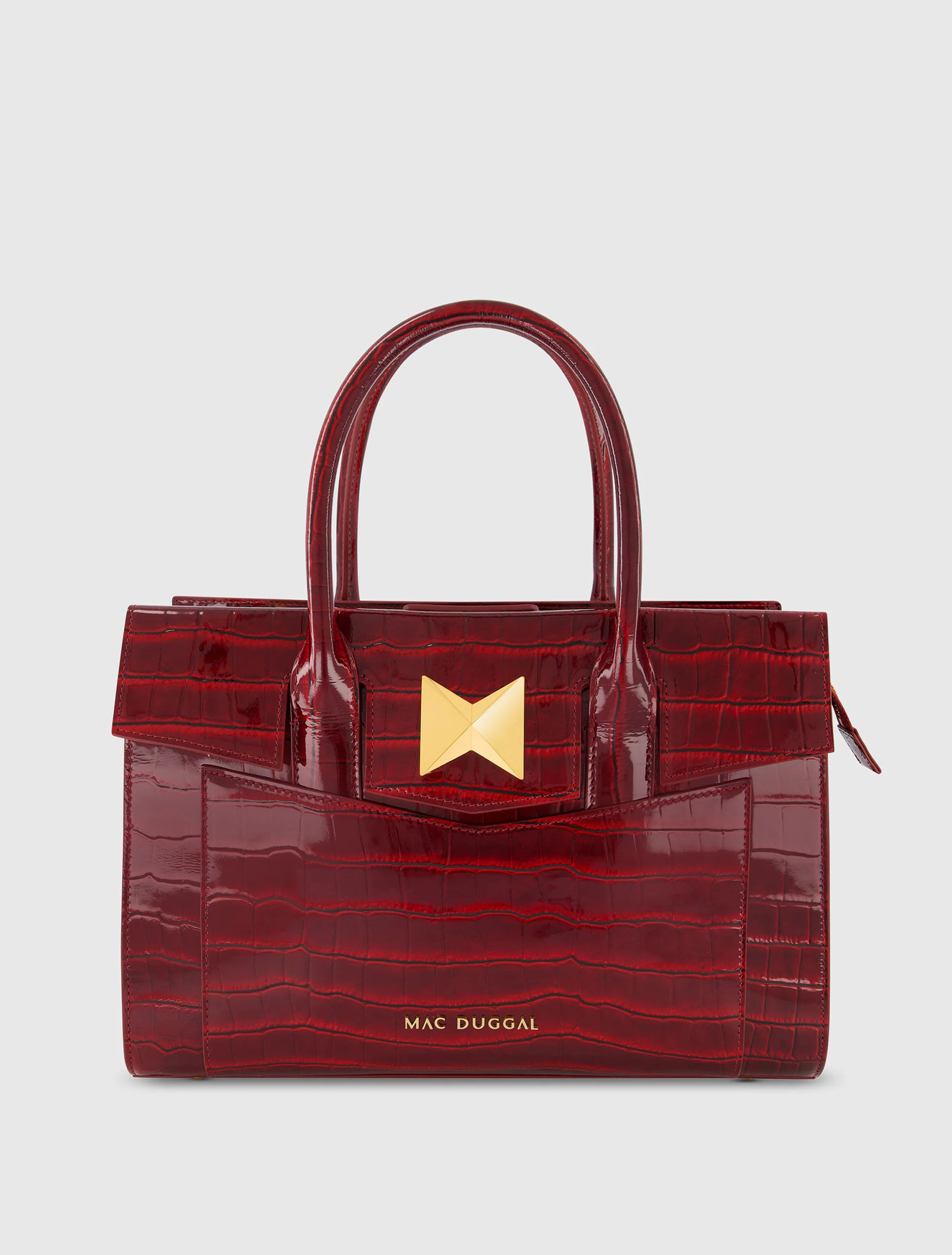 Crocodile Leather Tote Bag With Gold Hardware | Mac Duggal
