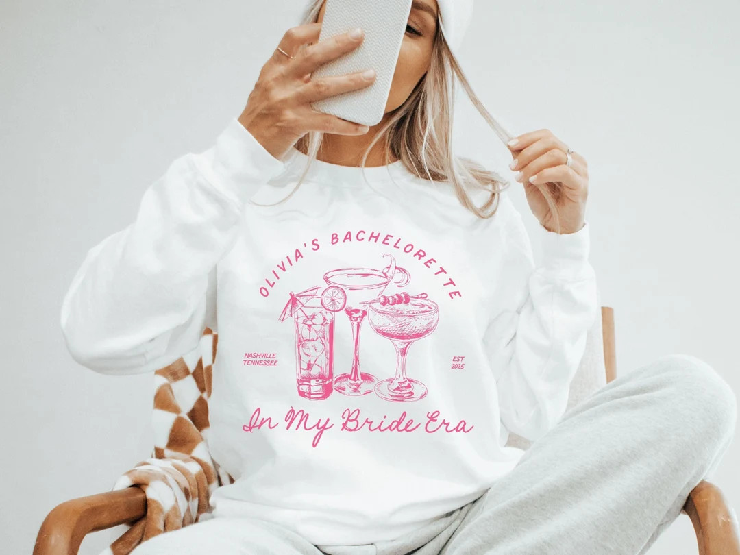 Bachelorette Party Long Sleeve Shirts, Custom Bachelorette Long Sleeve T-Shirts, In My Bride Era,... | Etsy (US)
