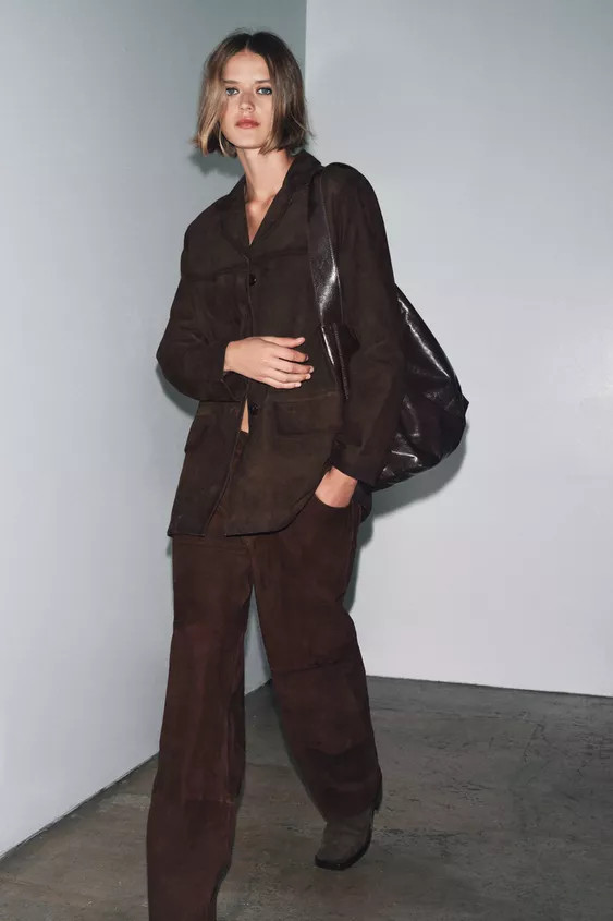 ZW COLLECTION LIMITED EDITION 100% SUEDE LEATHER BLAZER | Zara UK