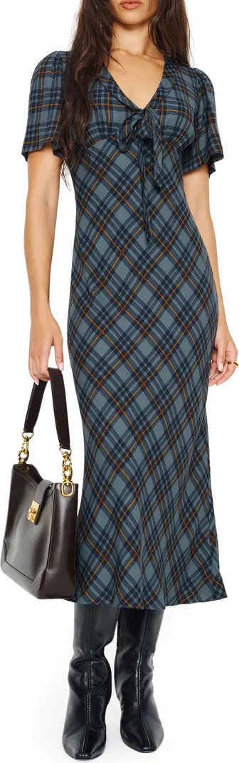 Tyra Plaid Crepe Midi Dress | Nordstrom