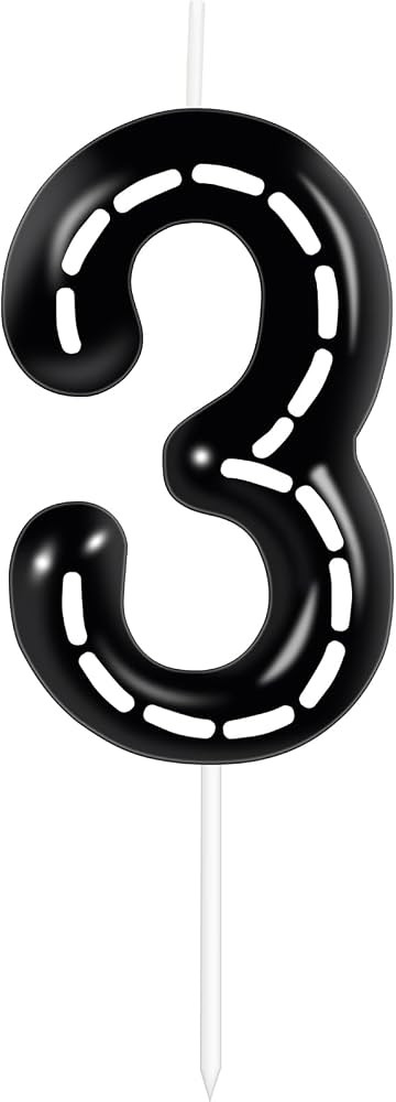 Racing Cars Themed Birthday Candles for Cake, Black and White Stripes Candle, Number 3 Candle Hap... | Amazon (US)