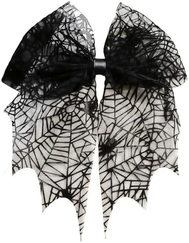 Halloween Bow Hair Clip Lace Flat Hair Clips for Women Funny Black Spider Web Claw Clips for Thin... | Amazon (US)