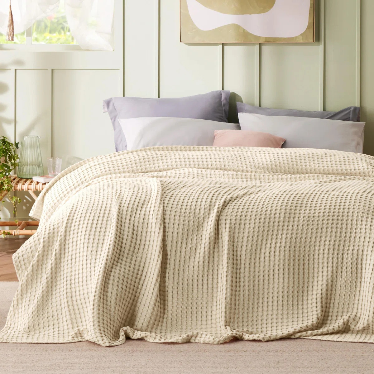 Bedsure 279gsm Cotton & Rayon from Bamboo Waffle Blanket GentleSoft™️ | Wayfair North America