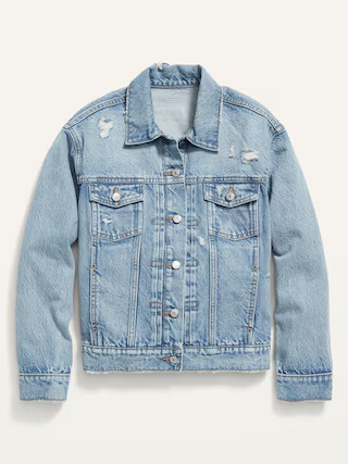 Distressed Classic Jean Jacket for Women | Old Navy (US)