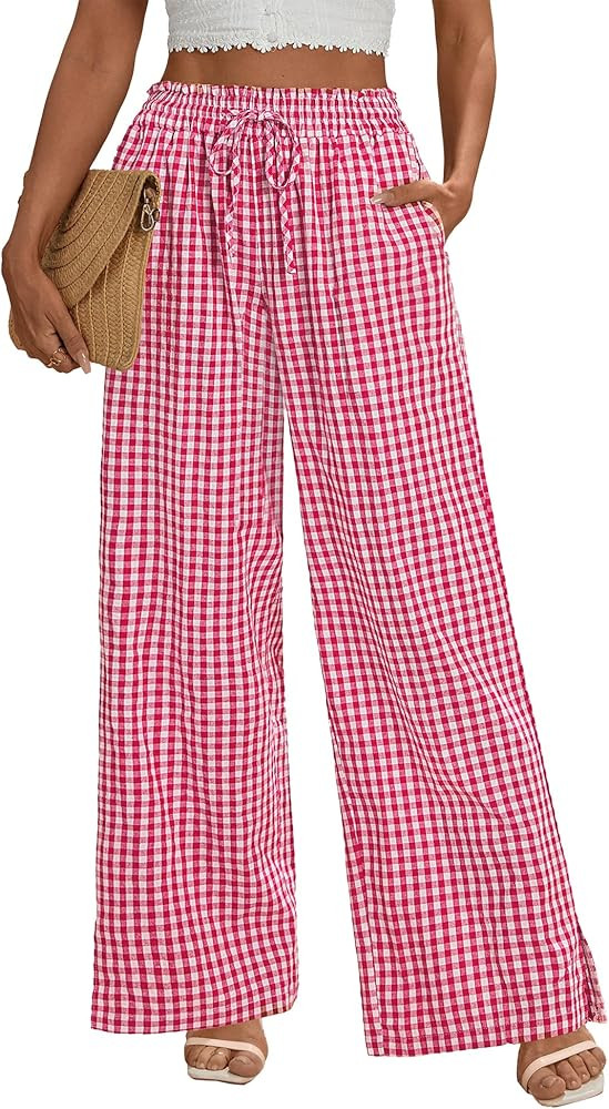 Rapbin Wide Leg Pants Woman Palazzo Pants High Waisted Drawstring Spring Summer Casual Flowy Trou... | Amazon (US)