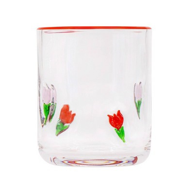 Madison Home 16 fl oz Icon Glass Tumbler Pink Tulips | Target