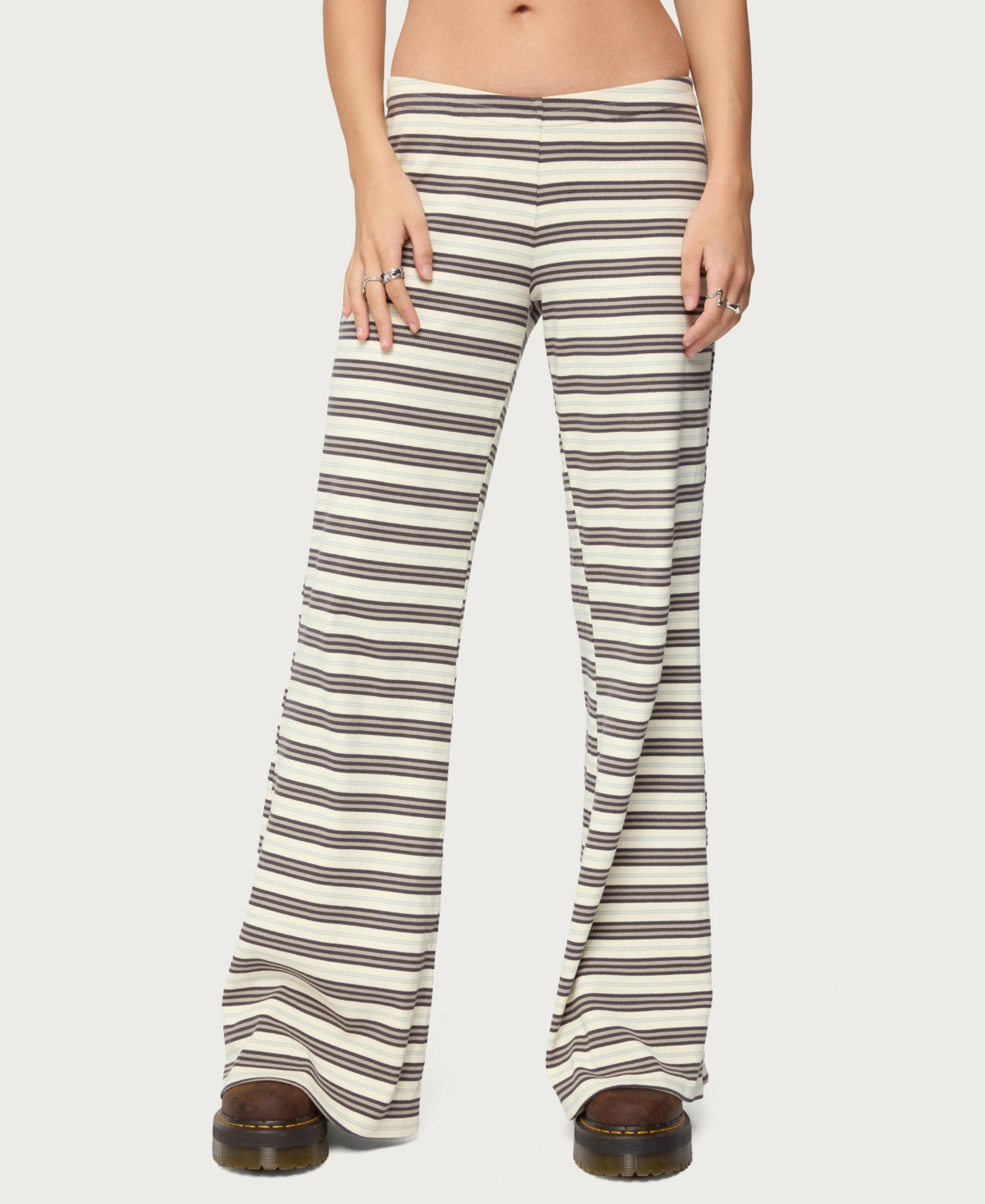 Edikted Women's Avalie Striped Ribbed Pants - Mix | Macy's