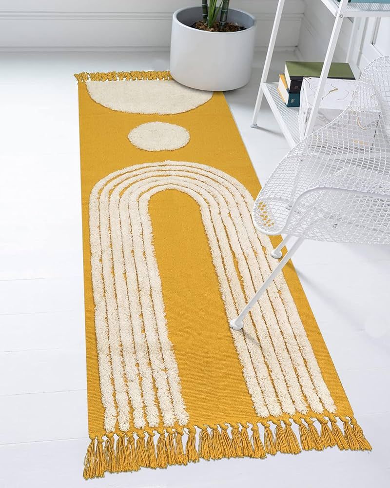 Uphome Boho Hallway Runner Rug, 2' x 6' Washable Cotton Abstract Kitchen Rug Runner, Modern Minim... | Amazon (US)