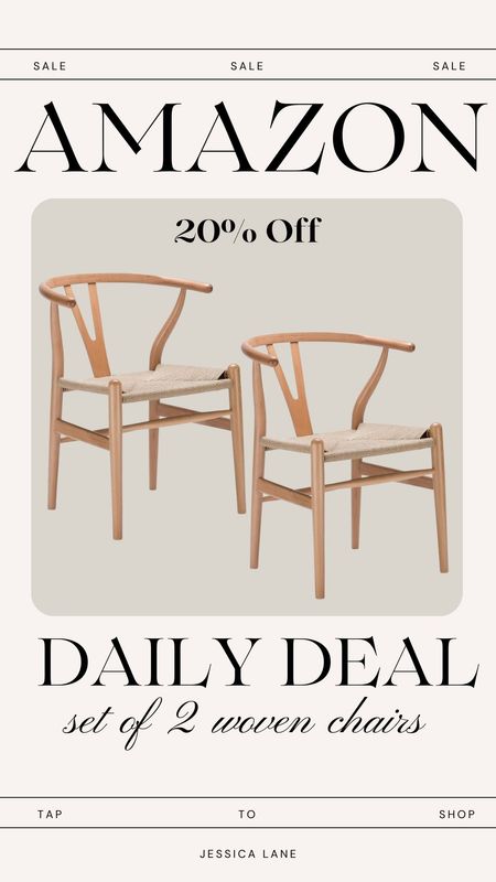 Amazon daily deal, save 20% on the set of two modern woven dining chairs. Dining room furniture, dining chairs, modern chairs, woven dining chairs, Amazon home, Amazon deal, poly and bark 

#LTKsalealert #LTKstyletip #LTKhome