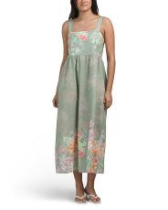 Made In Italy Linen Blend Printed Strappy Maxi Dress | TJ Maxx
