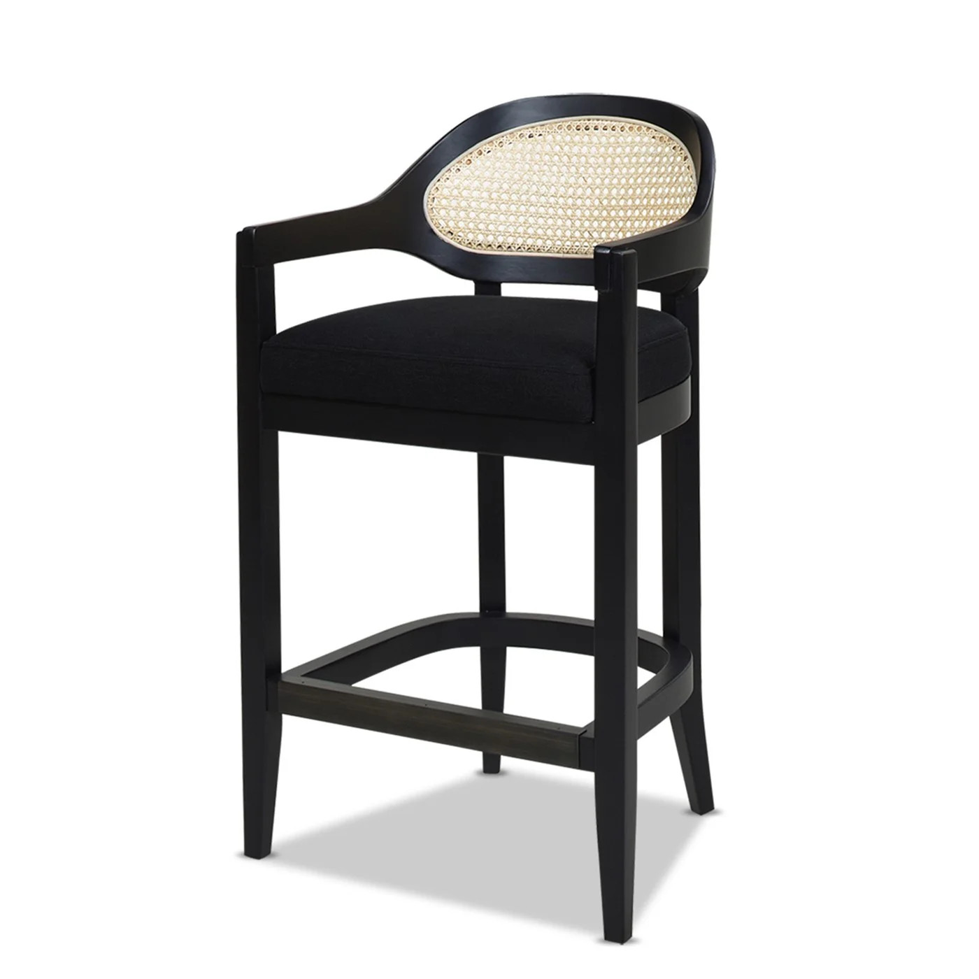 Americana 26" Cane Back Counter-Height Bar Stool Natural Black Polyester | Walmart (US)