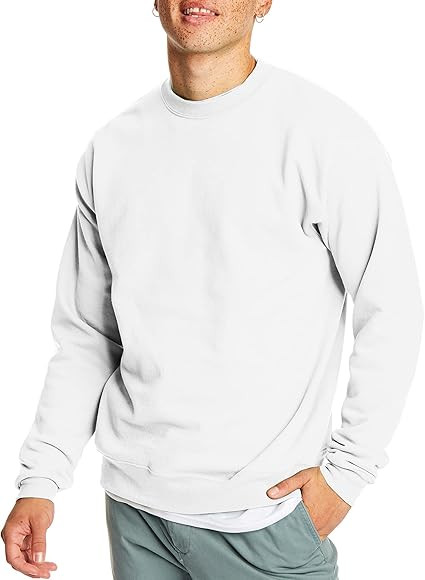 Hanes Men's Sweatshirt, EcoSmart Fleece Crewneck Sweatshirt, Cotton-Blend Fleece Sweatshirt, Plus... | Amazon (US)