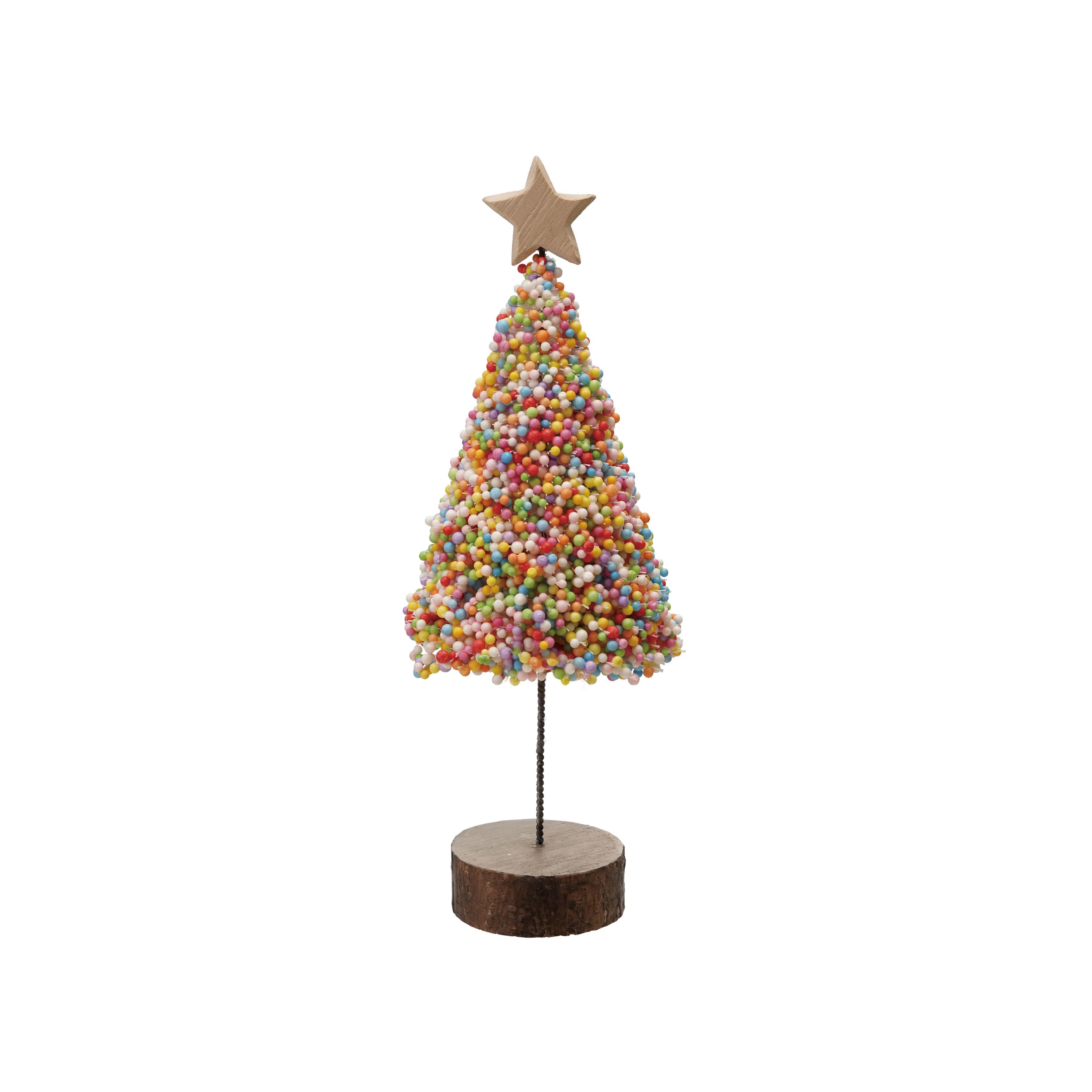 Foam Microbeads And Resin Christmas Tree With Wood Slice Base And Star | Wayfair North America