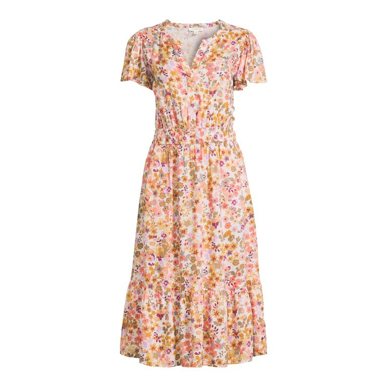 beachlunchlounge Women's Flutter Sleeve Midi Dress | Walmart (US)