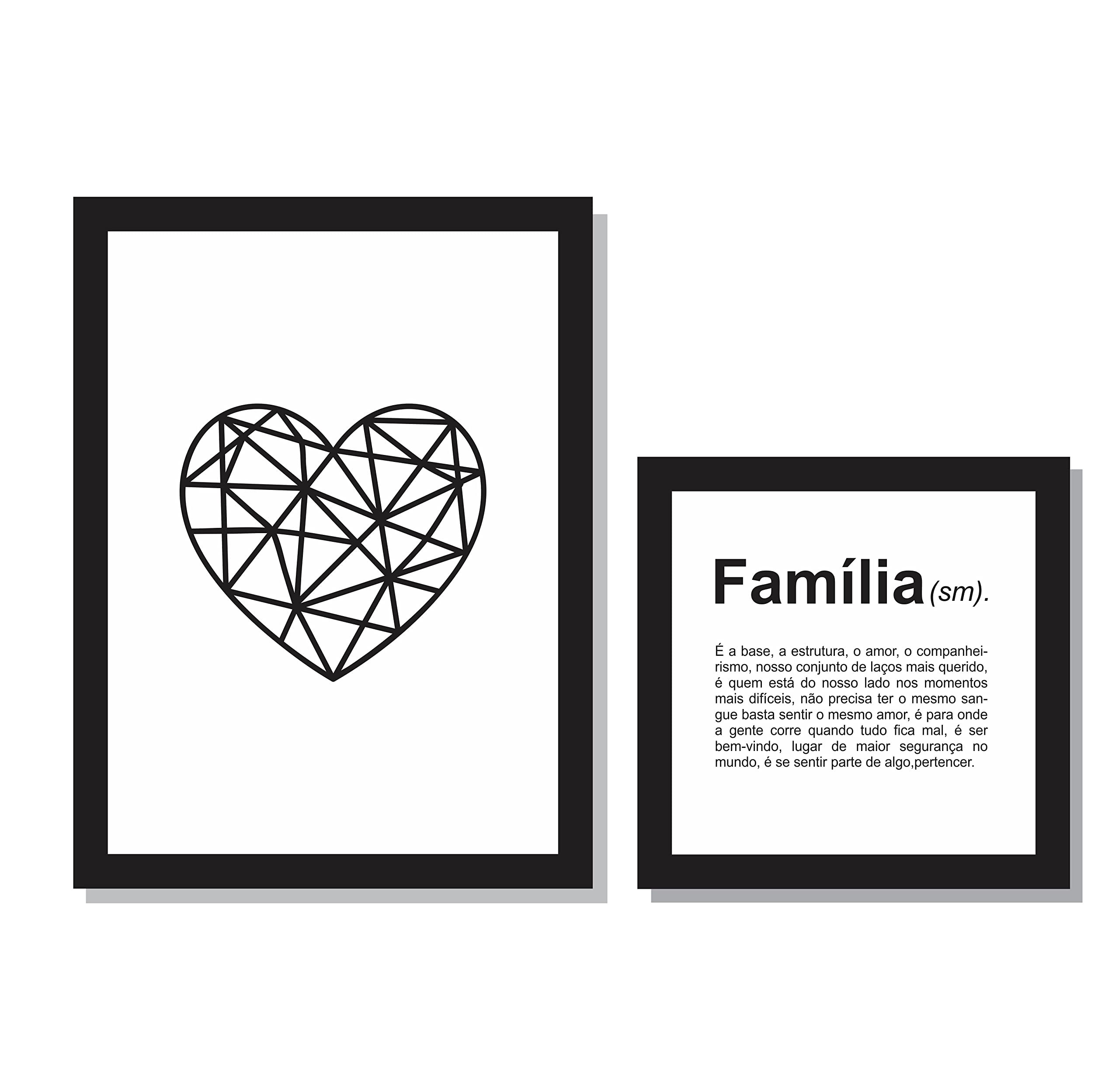 2 Quadros Decorativos Coração e Família Quarto Casal Sala Cor:Preto | Amazon (BR)