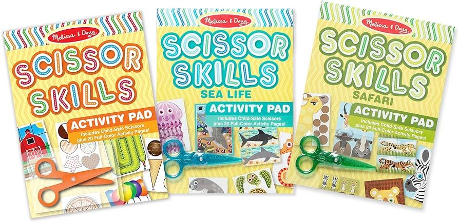 Melissa & Doug Scissor Skills Activity Pad with Child-Safe Scissors 3-Pack (Safari, Sea Life, Act... | Amazon (US)