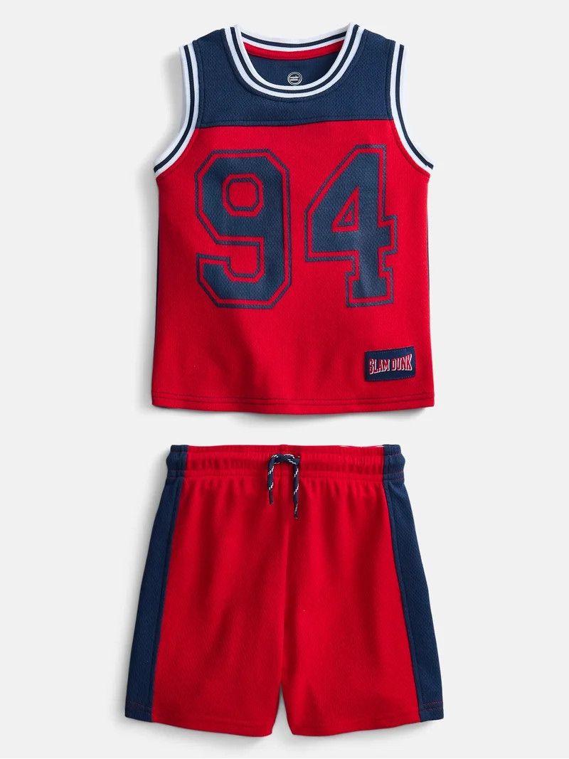 Wonder Nation Toddler Boys Sleeveless Basketball Jersey and Shorts Set, 2-Piece, Sizes 12M-5T | Walmart (US)
