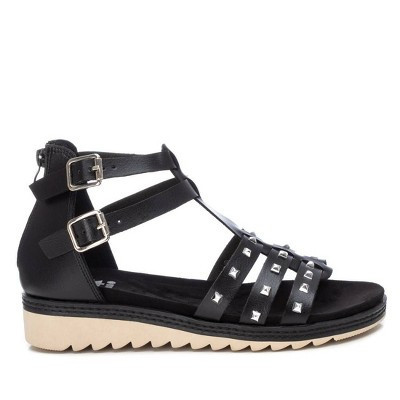 Xti Women's Flat Sandals With Gold Studs 141299 - Black, 6 | Target