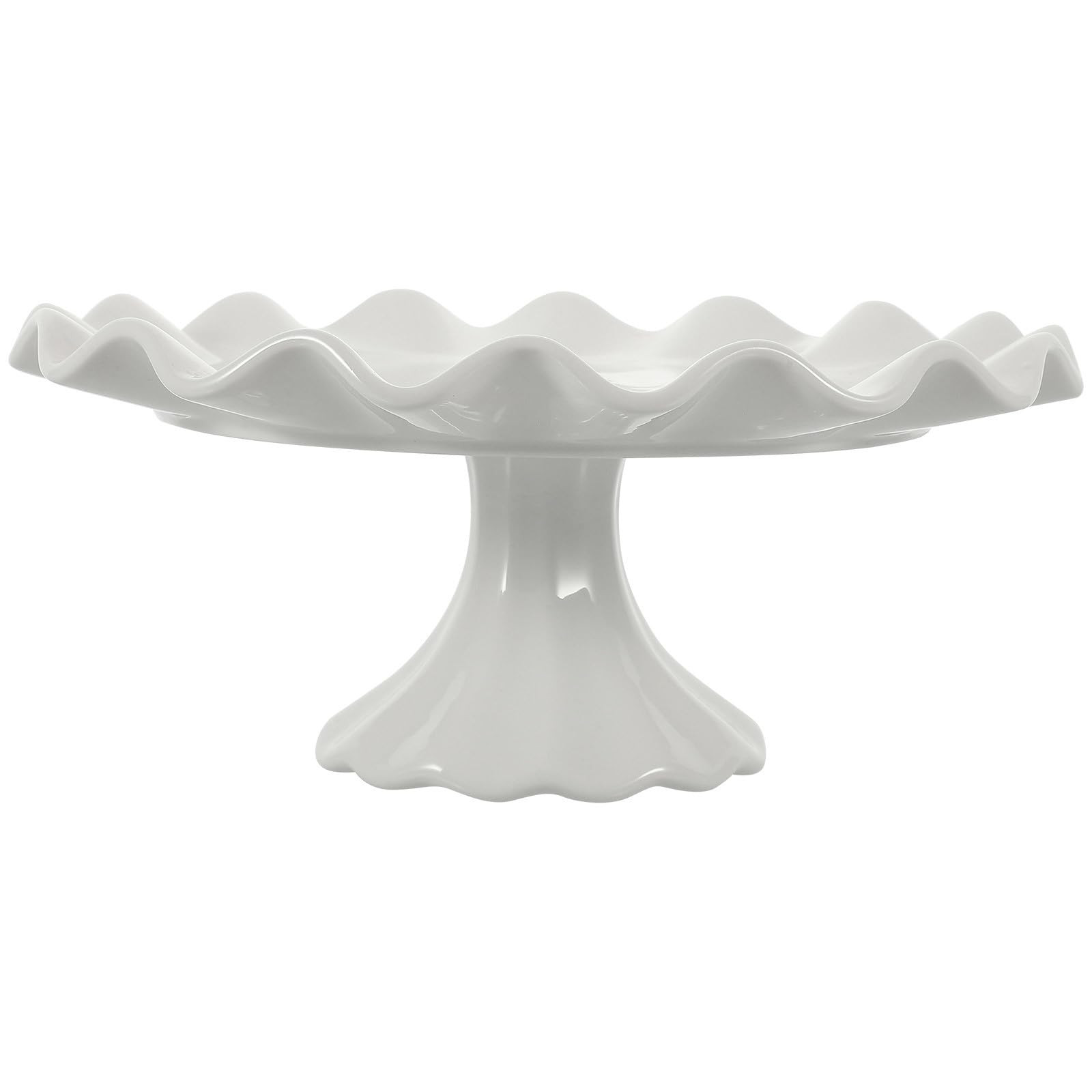 Ceramic Cake Stand White Decorative Cake Plate Wavy Edge Footed Bowl for Dessert Snacks Cookies F... | Amazon (US)