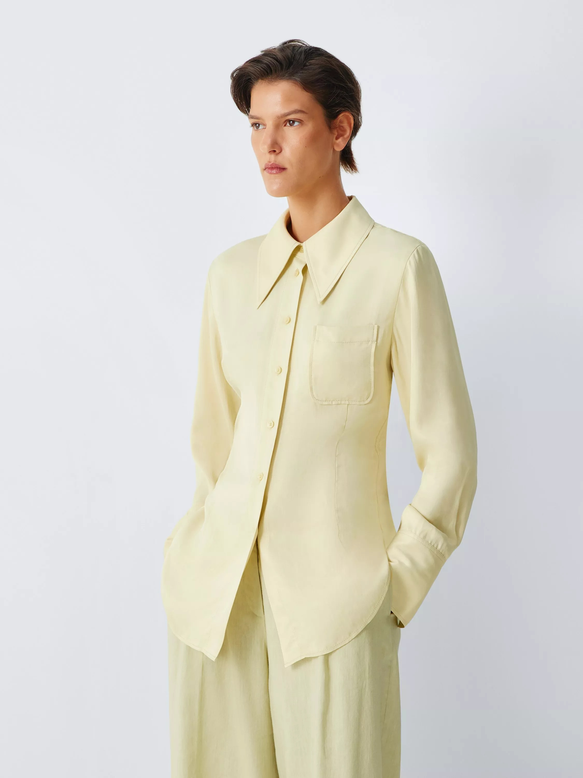 Satin Stitch Detail Shirt, Buttermilk | John Lewis (UK)